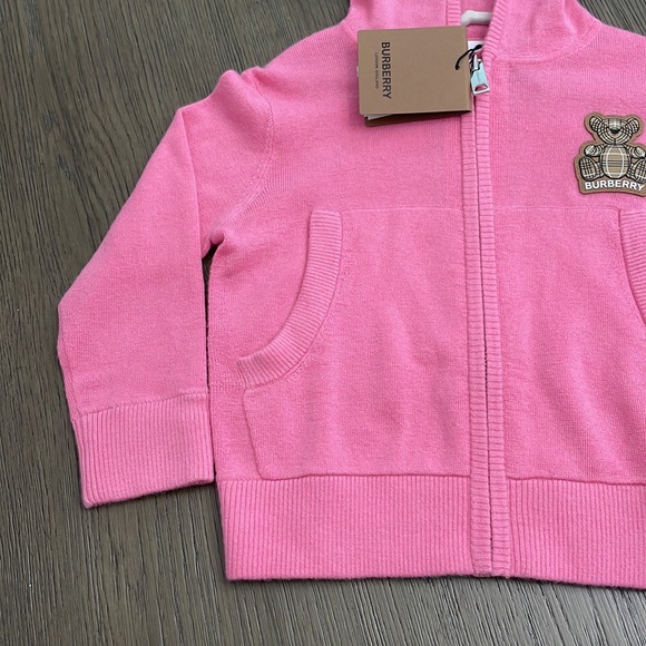 Burberry Bubble Gum Pink Cashmere zip up 3Y NWT - Picture 3 of 11